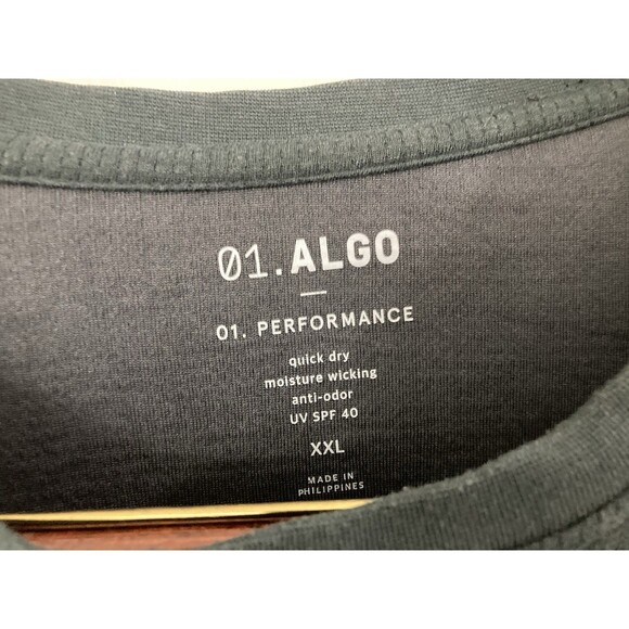 Men's 01.ALGO UV SPF 40 Moisture Wicking Performance Shirt LS Black Size XXL 2XL - Picture 2 of 7